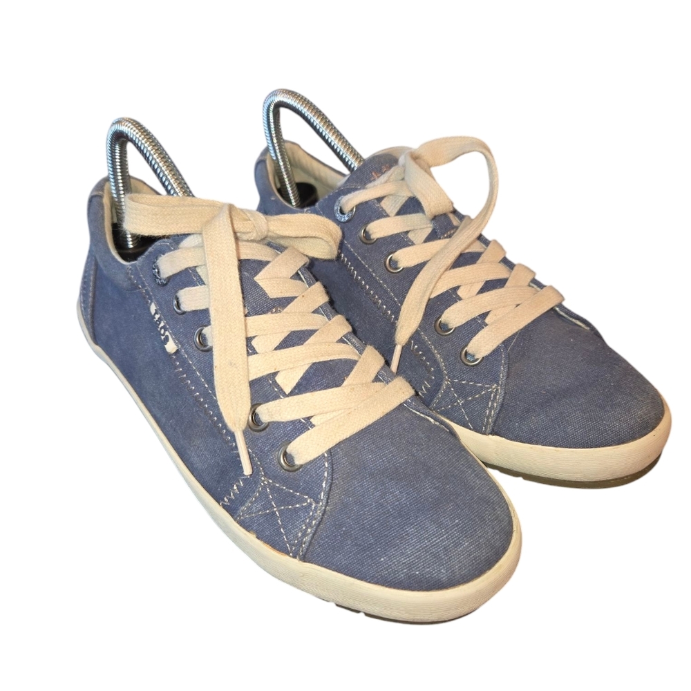 Taos‎ Star Blue Wash Canvas Lace Up Removable Footbed Comfort Sneakers Size 8.5